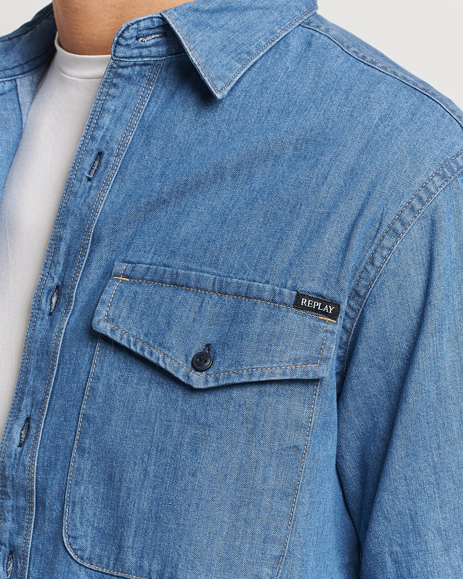 Heren | Overhemden | Replay | Denim Shirt Medium Blue