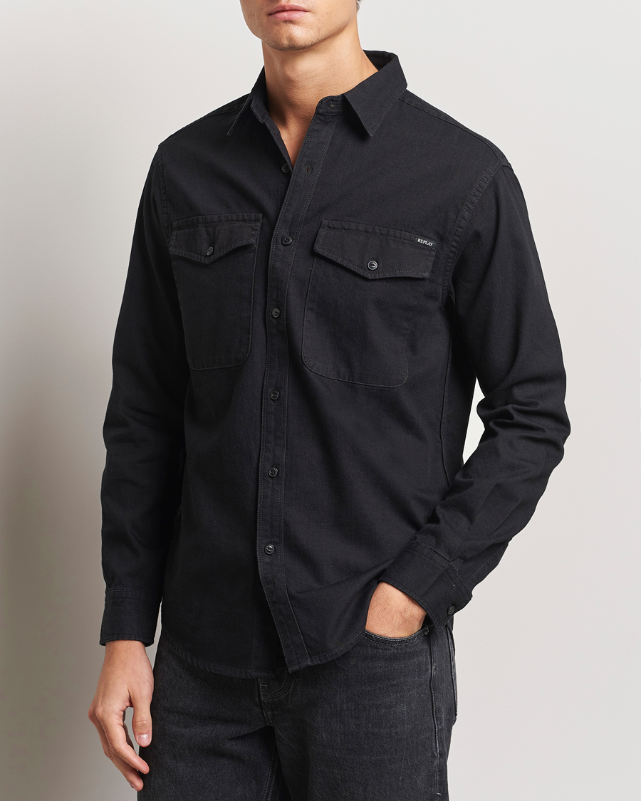 Heren | Overhemden | Replay | Denim Shirt Washed Black