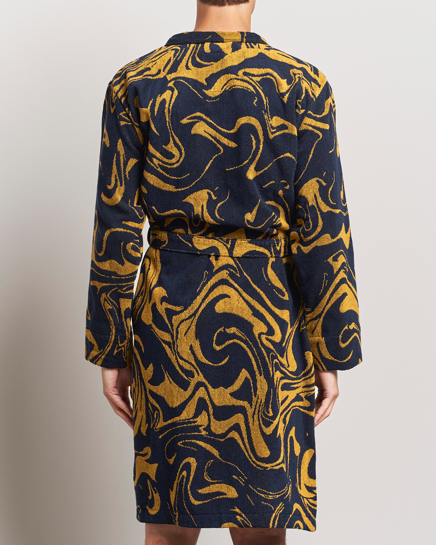 Heren | Pyjama's en gewaden | OAS | Marble Robe Black/Yellow