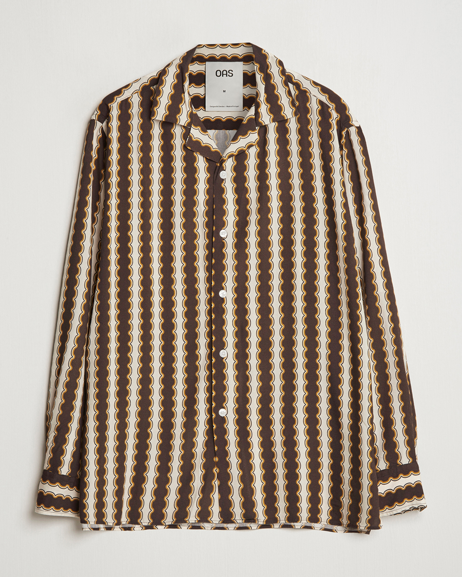 Heren | Overhemden | OAS | Rapallo Long Sleeve Viscose Shirt Brown/Beige