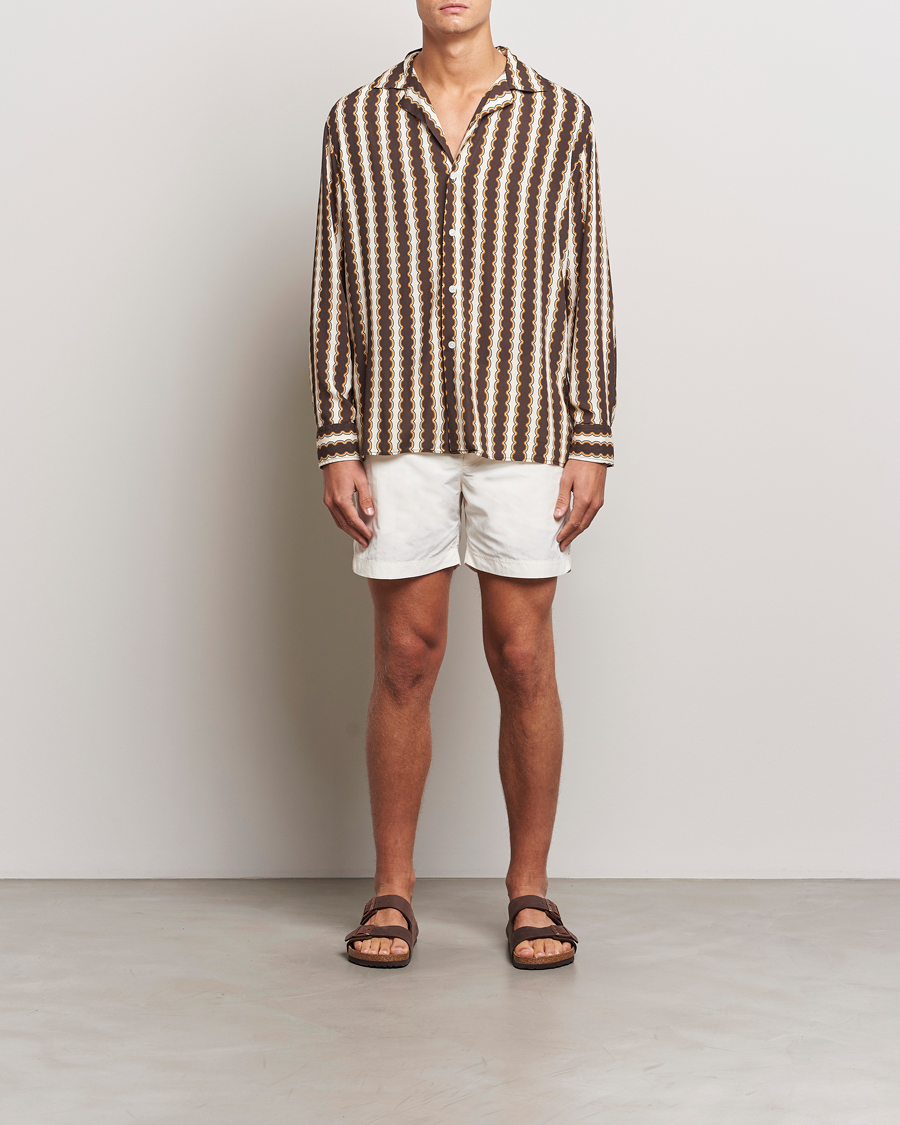 Heren | Overhemden | OAS | Rapallo Long Sleeve Viscose Shirt Brown/Beige