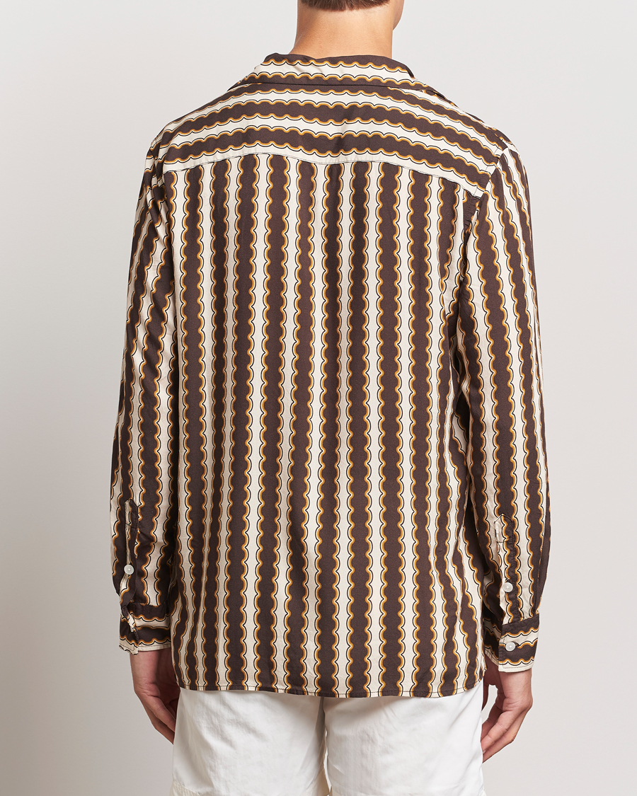 Heren | Overhemden | OAS | Rapallo Long Sleeve Viscose Shirt Brown/Beige