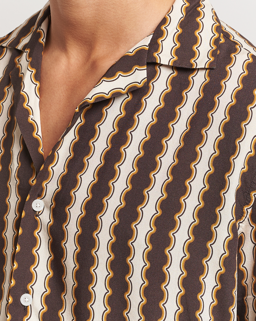 Heren | Overhemden | OAS | Rapallo Long Sleeve Viscose Shirt Brown/Beige