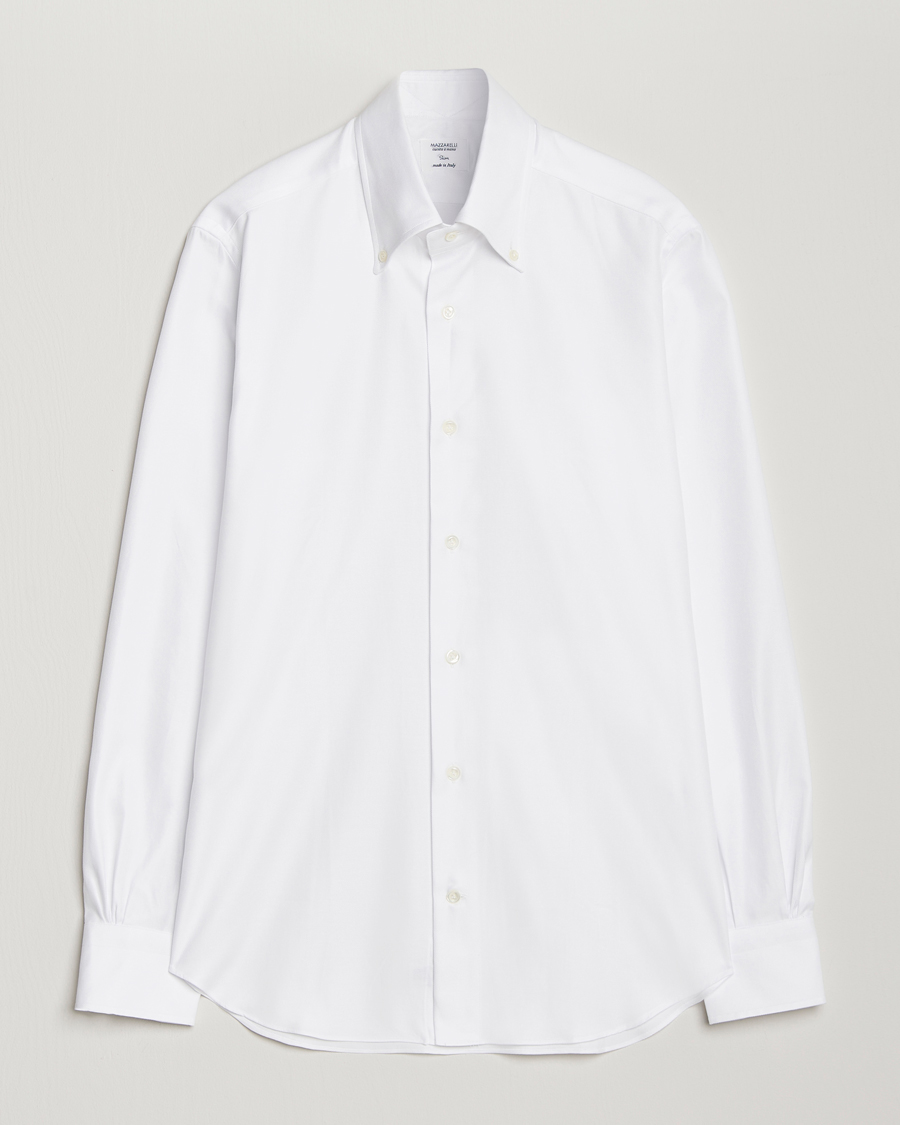 Heren | Overhemden | Mazzarelli | Soft Twill Button Down Shirt White