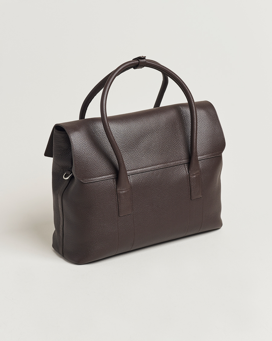 Heren |  | Oscar Jacobson | Overnight Leather Bag Dark Mud Brown