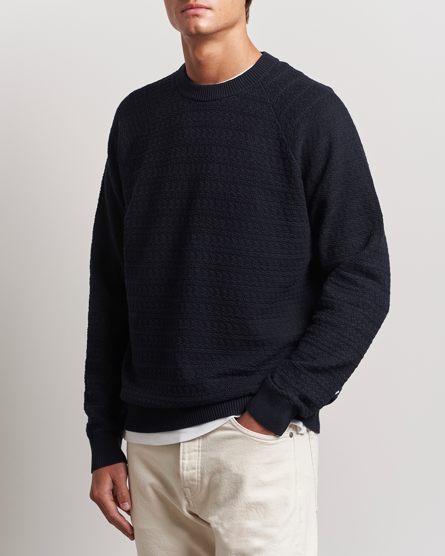 Heren | Truien | NN07 | Collin Structured Knitted Sweater Navy Blue