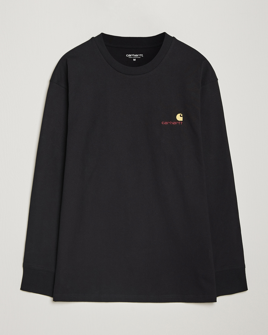 Heren | T-shirts | Carhartt WIP | American Script Long Sleeve T-Shirt Black