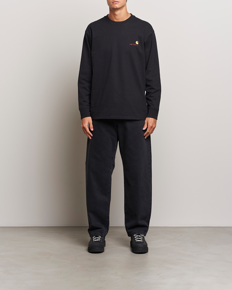 Heren | T-shirts | Carhartt WIP | American Script Long Sleeve T-Shirt Black