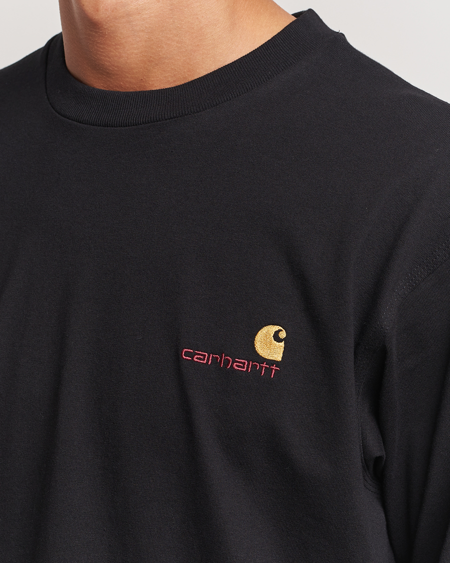 Heren | T-shirts | Carhartt WIP | American Script Long Sleeve T-Shirt Black