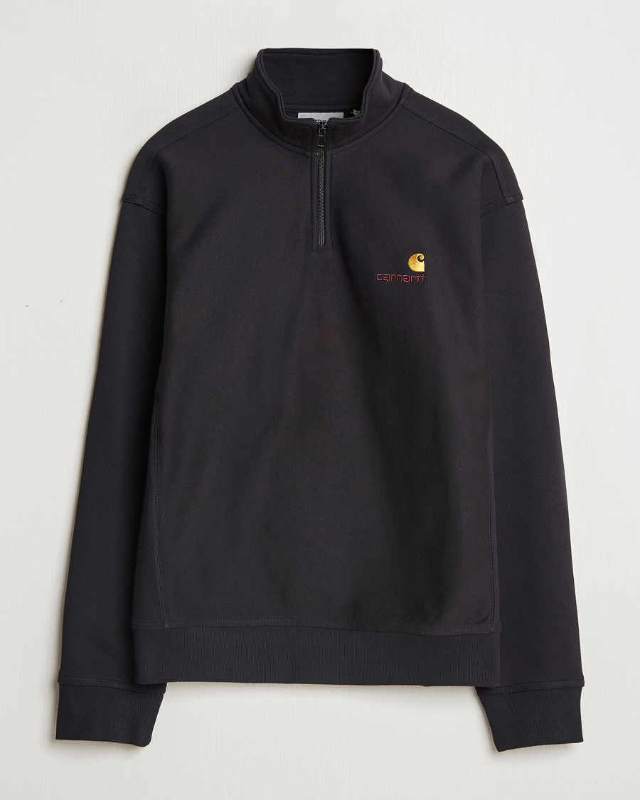 Heren | Truien | Carhartt WIP | American Script Half Zip Sweatshirt Black