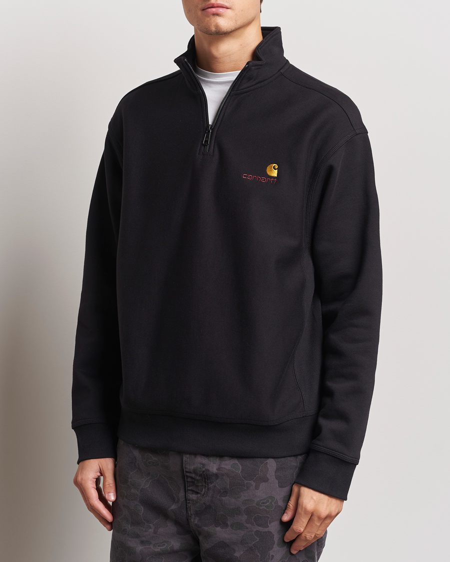 Heren | Truien | Carhartt WIP | American Script Half Zip Sweatshirt Black