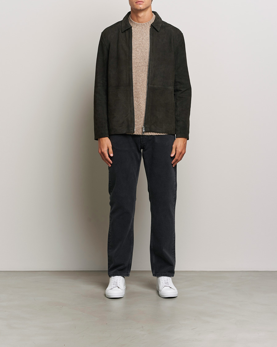 Heren | Jassen | J.Lindeberg | Jonah Suede Overshirt Washed Black