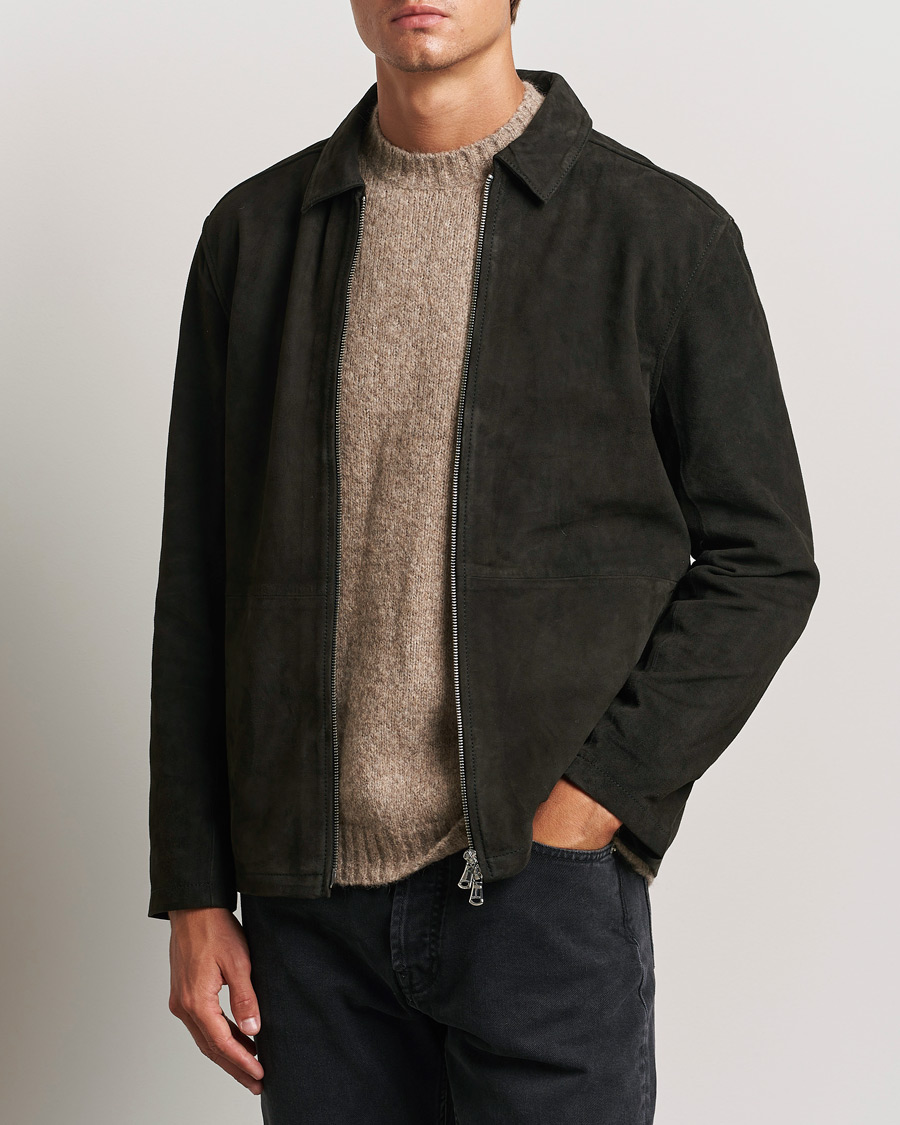 Heren | Jassen | J.Lindeberg | Jonah Suede Overshirt Washed Black