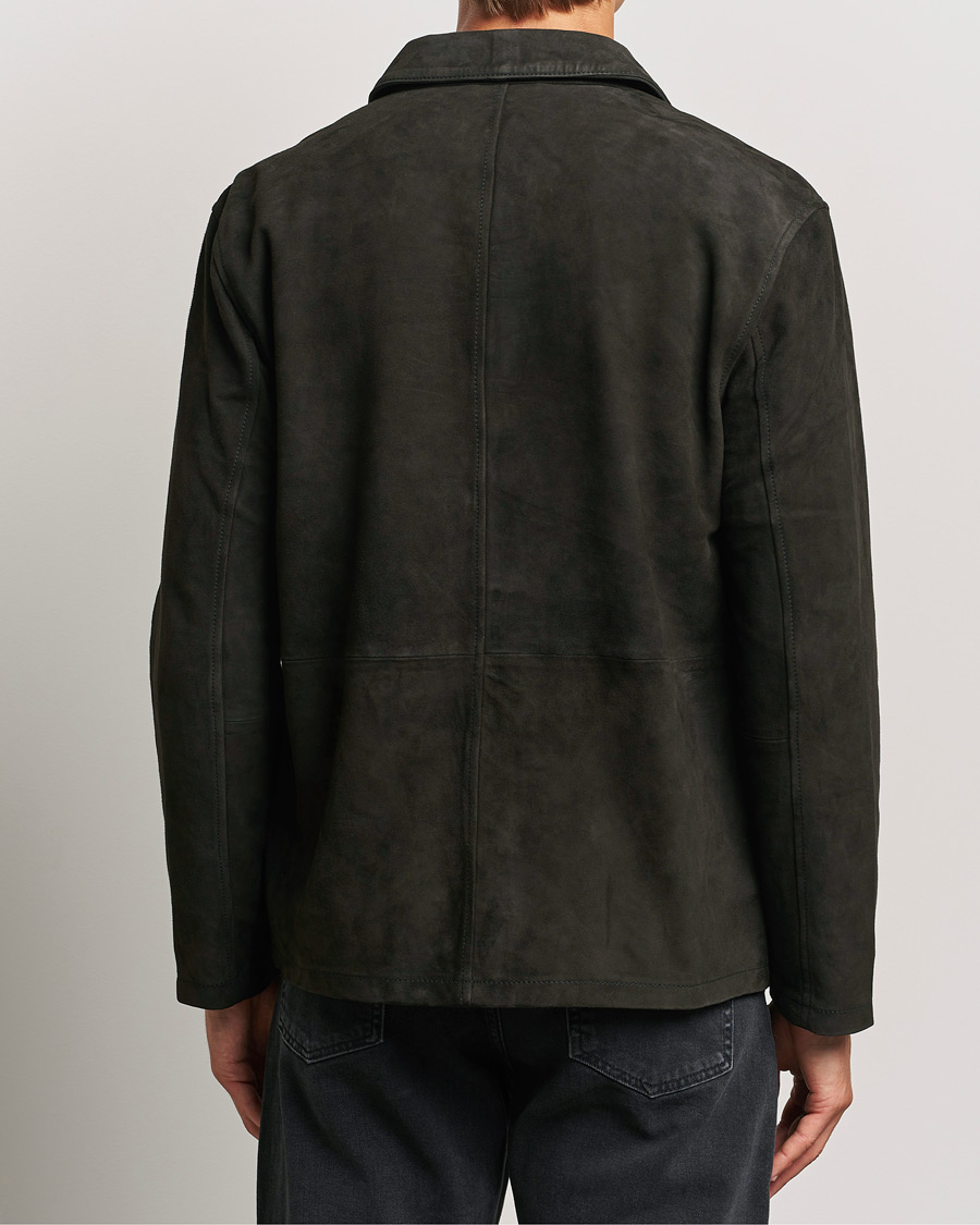 Heren | Jassen | J.Lindeberg | Jonah Suede Overshirt Washed Black