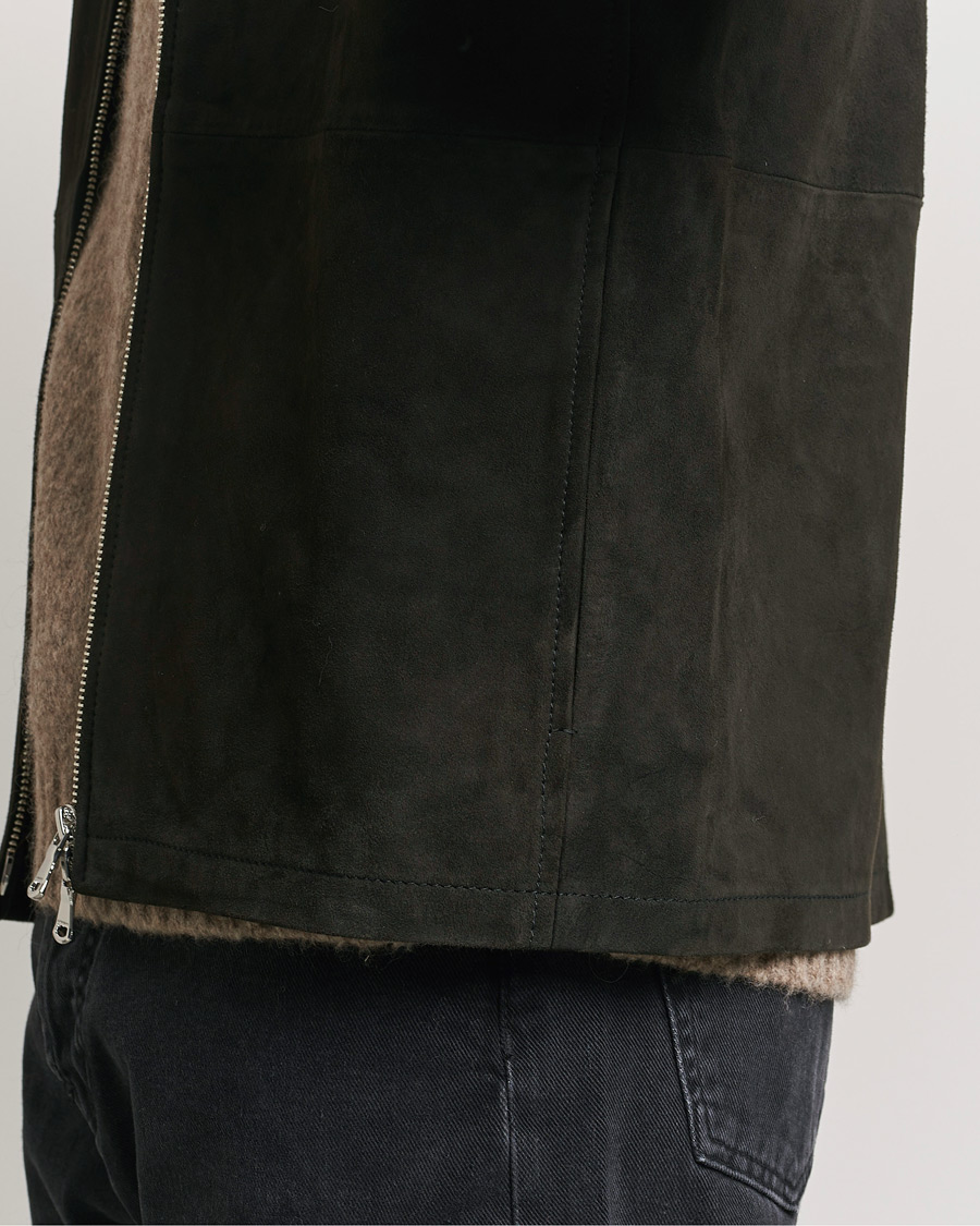 Heren | Jassen | J.Lindeberg | Jonah Suede Overshirt Washed Black