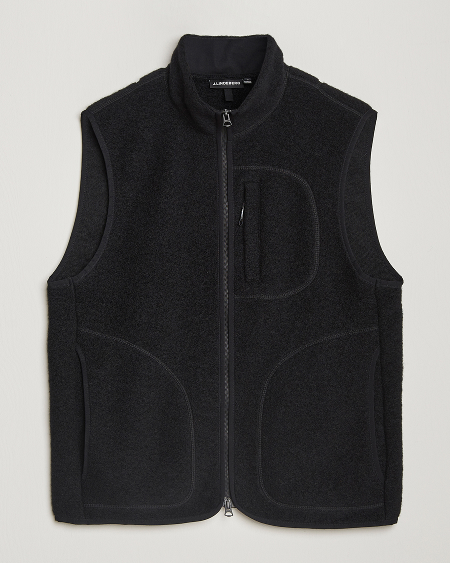 Heren | J.Lindeberg Duncan Wool Fleece Vest Black | J.Lindeberg | Duncan Wool Fleece Vest Black