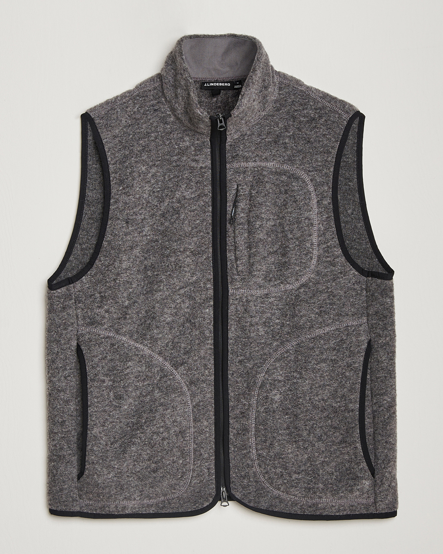 Heren | Gilets | J.Lindeberg | Duncan Wool Fleece Vest Light Grey Melange