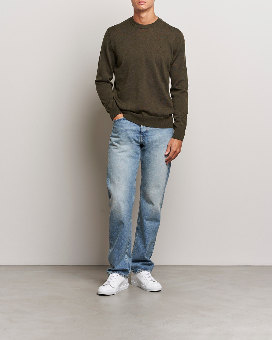 Heren | Truien | J.Lindeberg | Keane Merino Crew Neck Sweater Forest Green