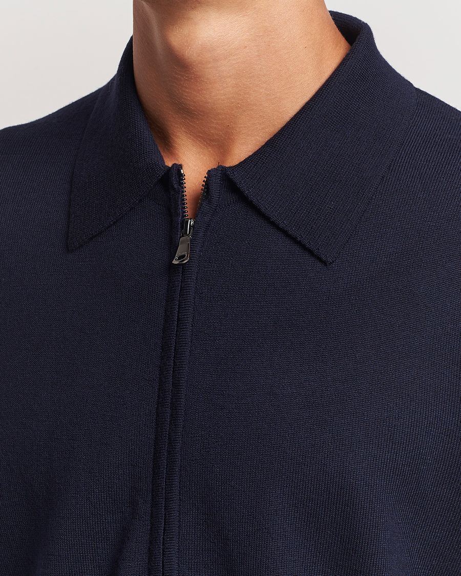 Heren | Truien | J.Lindeberg | Kaleb Merino Zip Cardigan Navy