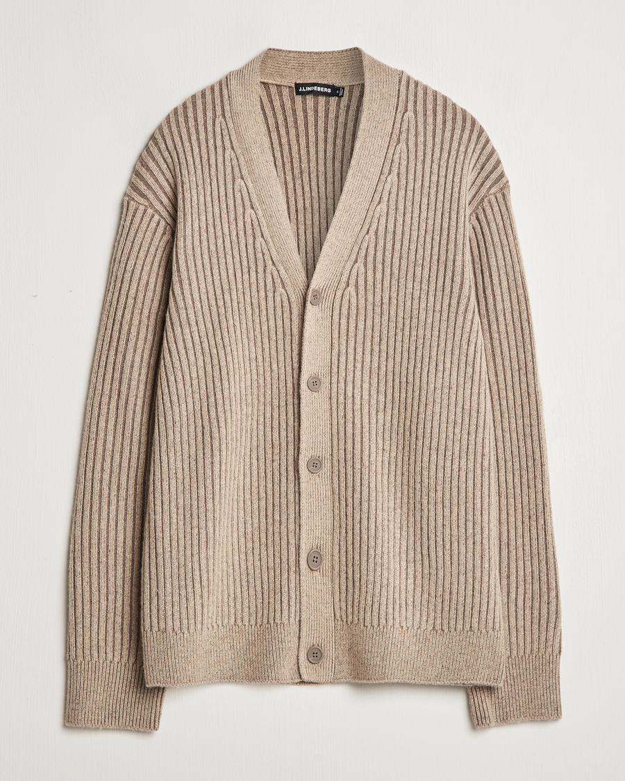 Heren | Truien | J.Lindeberg | Twin Plated Knit Cardigan Tiger Brown