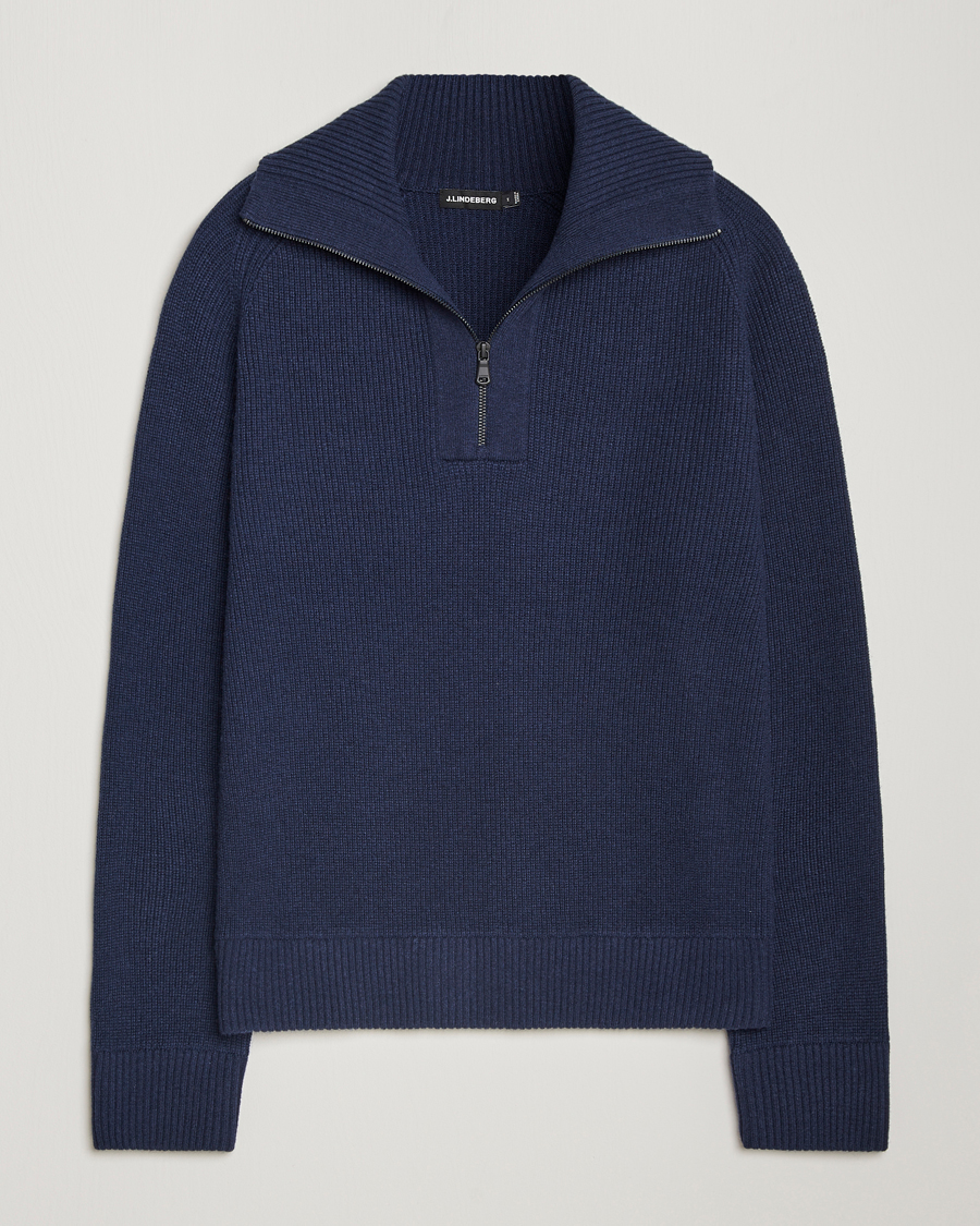 Heren | Truien | J.Lindeberg | Wilmer Quarter Zip Knit Navy