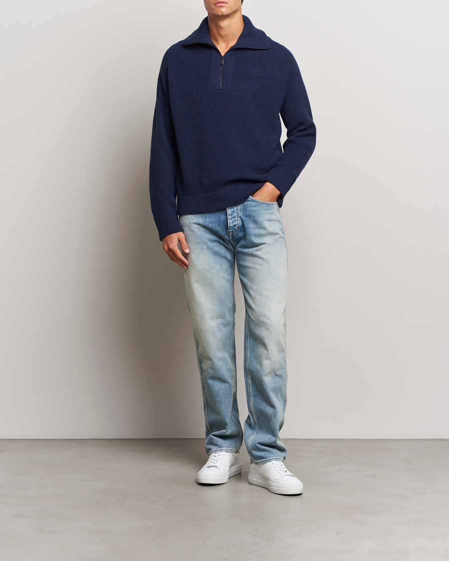 Heren | Truien | J.Lindeberg | Wilmer Quarter Zip Knit Navy