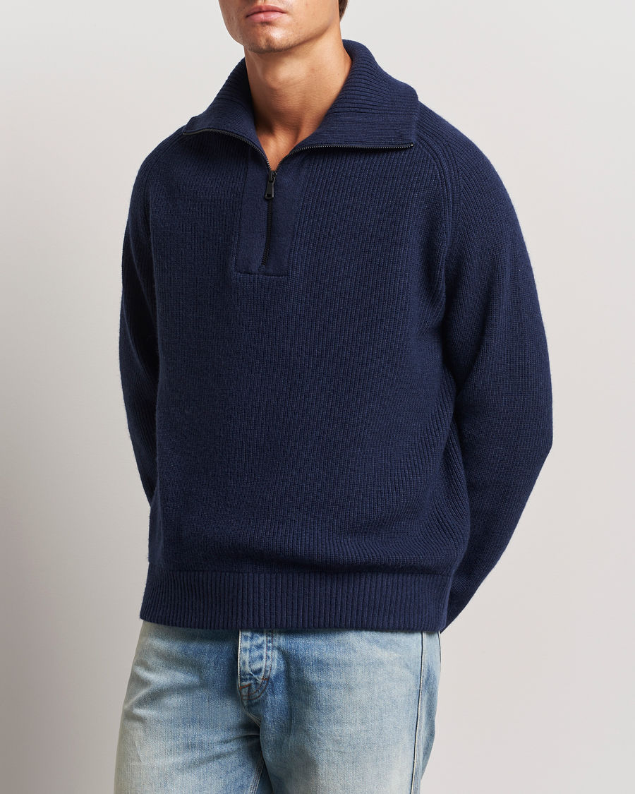 Heren | Truien | J.Lindeberg | Wilmer Quarter Zip Knit Navy