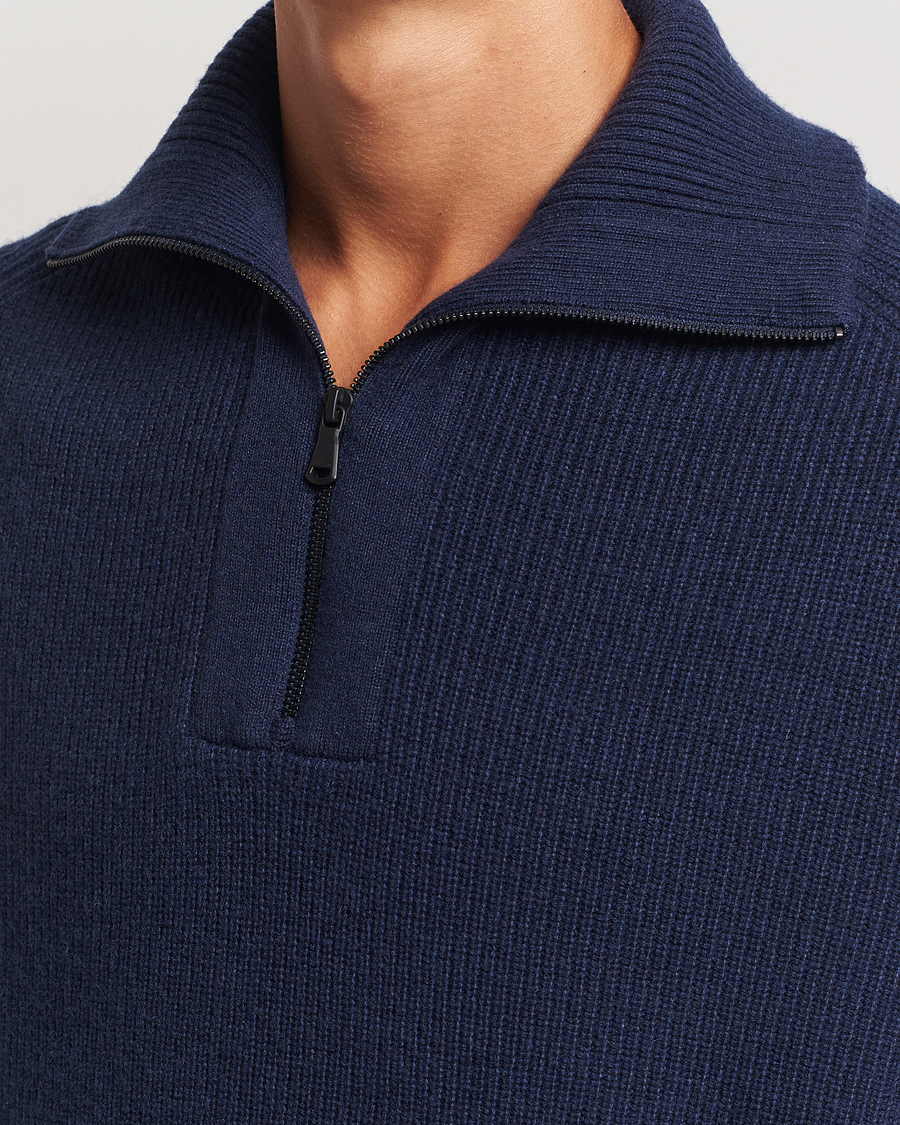 Heren | Truien | J.Lindeberg | Wilmer Quarter Zip Knit Navy