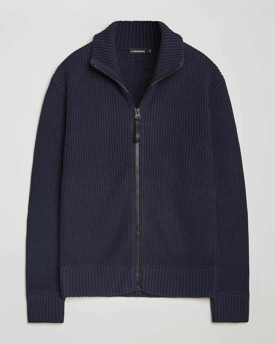 Heren | Truien | J.Lindeberg | Skyler Wool Blend Zip Cardigan Navy