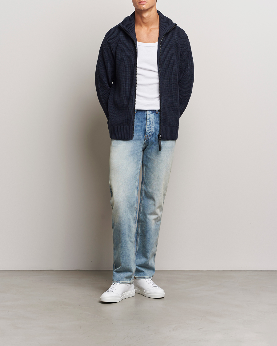 Heren | Truien | J.Lindeberg | Skyler Wool Blend Zip Cardigan Navy
