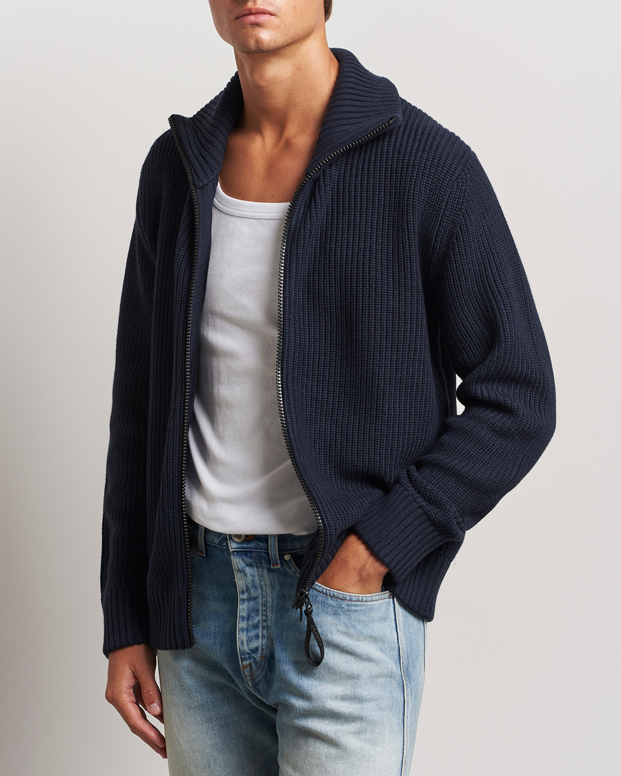 Heren | Truien | J.Lindeberg | Skyler Wool Blend Zip Cardigan Navy