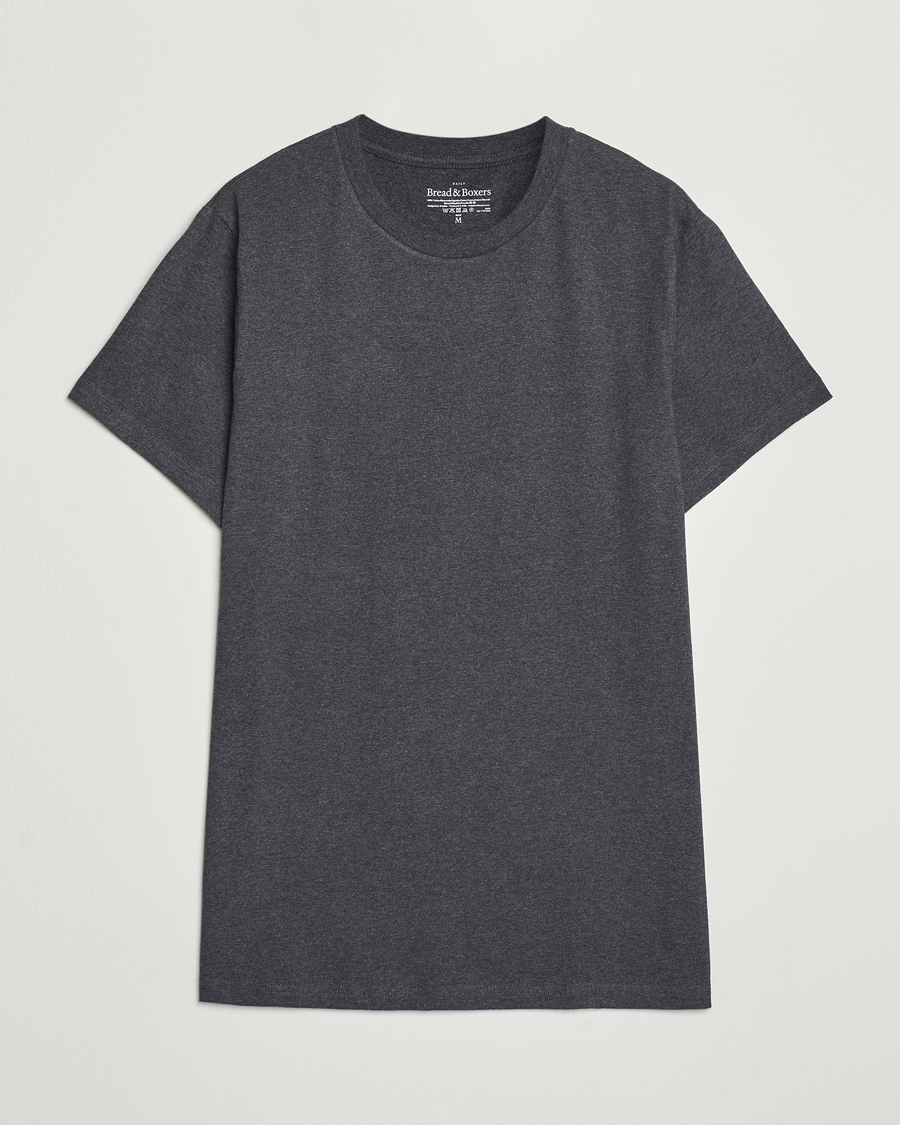 Heren | T-shirts | Bread & Boxers | Heavy Cotton Crew Neck T-Shirt Dark Grey Melange