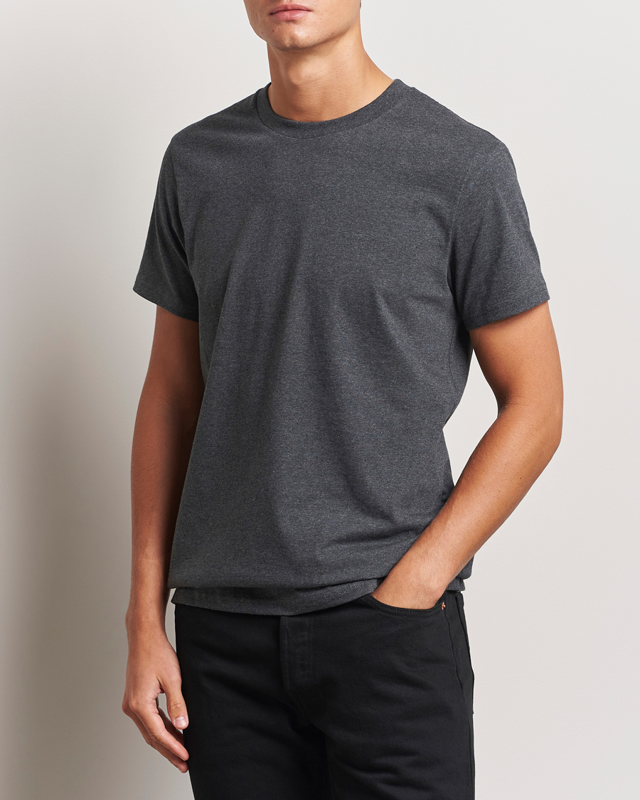 Heren | T-shirts | Bread & Boxers | Heavy Cotton Crew Neck T-Shirt Dark Grey Melange