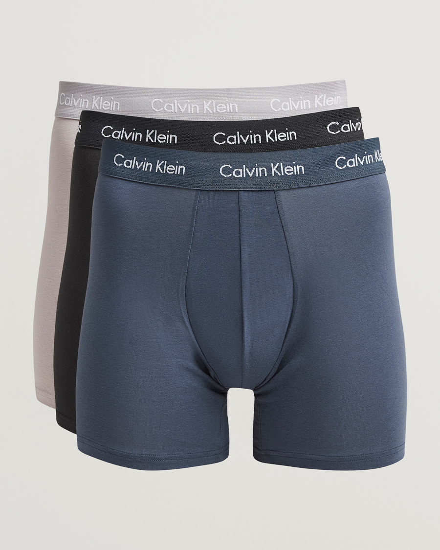Heren | Ondergoed | Calvin Klein | Cotton Stretch 3-Pack Boxer Brief Black/Blue/Grey