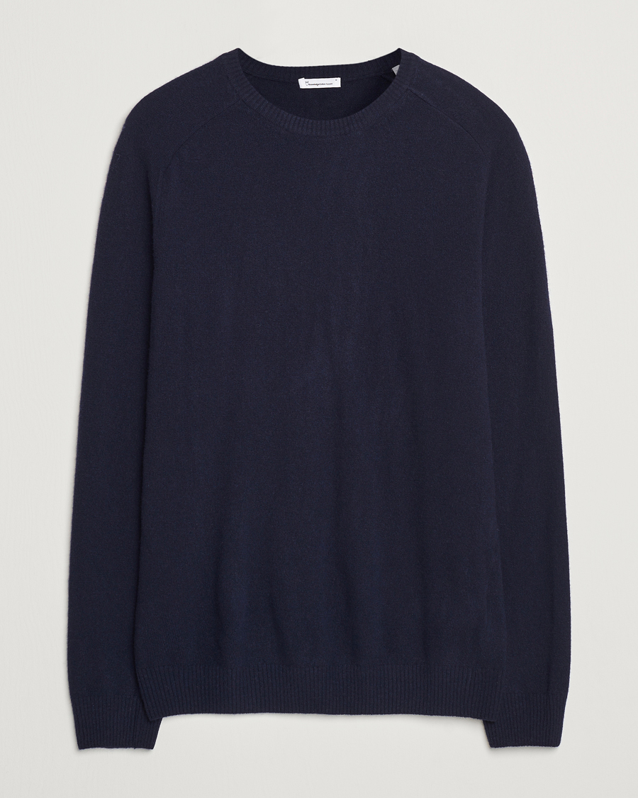 Heren | Truien | KnowledgeCotton Apparel | Lambswool Roundneck Navy