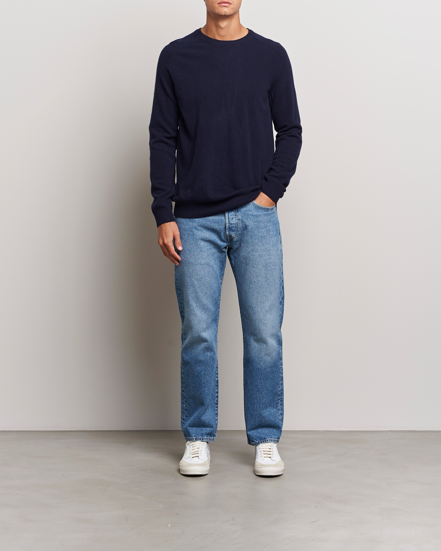 Heren | Truien | KnowledgeCotton Apparel | Lambswool Roundneck Navy