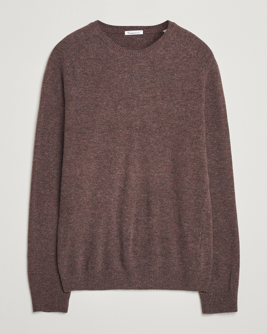 Heren | Truien | KnowledgeCotton Apparel | Lambswool Roundneck Brown