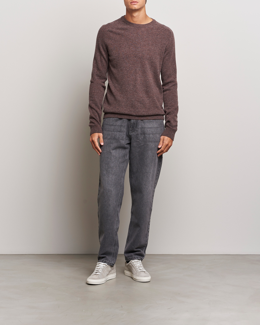 Heren | Truien | KnowledgeCotton Apparel | Lambswool Roundneck Brown