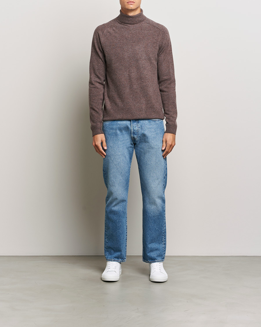 Heren | Truien | KnowledgeCotton Apparel | Lambswool Rollneck Brown