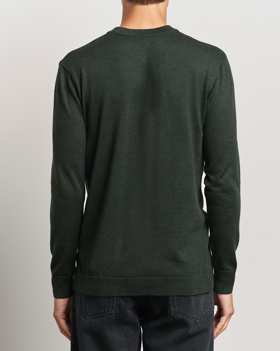 Heren | Truien | KnowledgeCotton Apparel | Regular Merino Knit Crew Neck Green