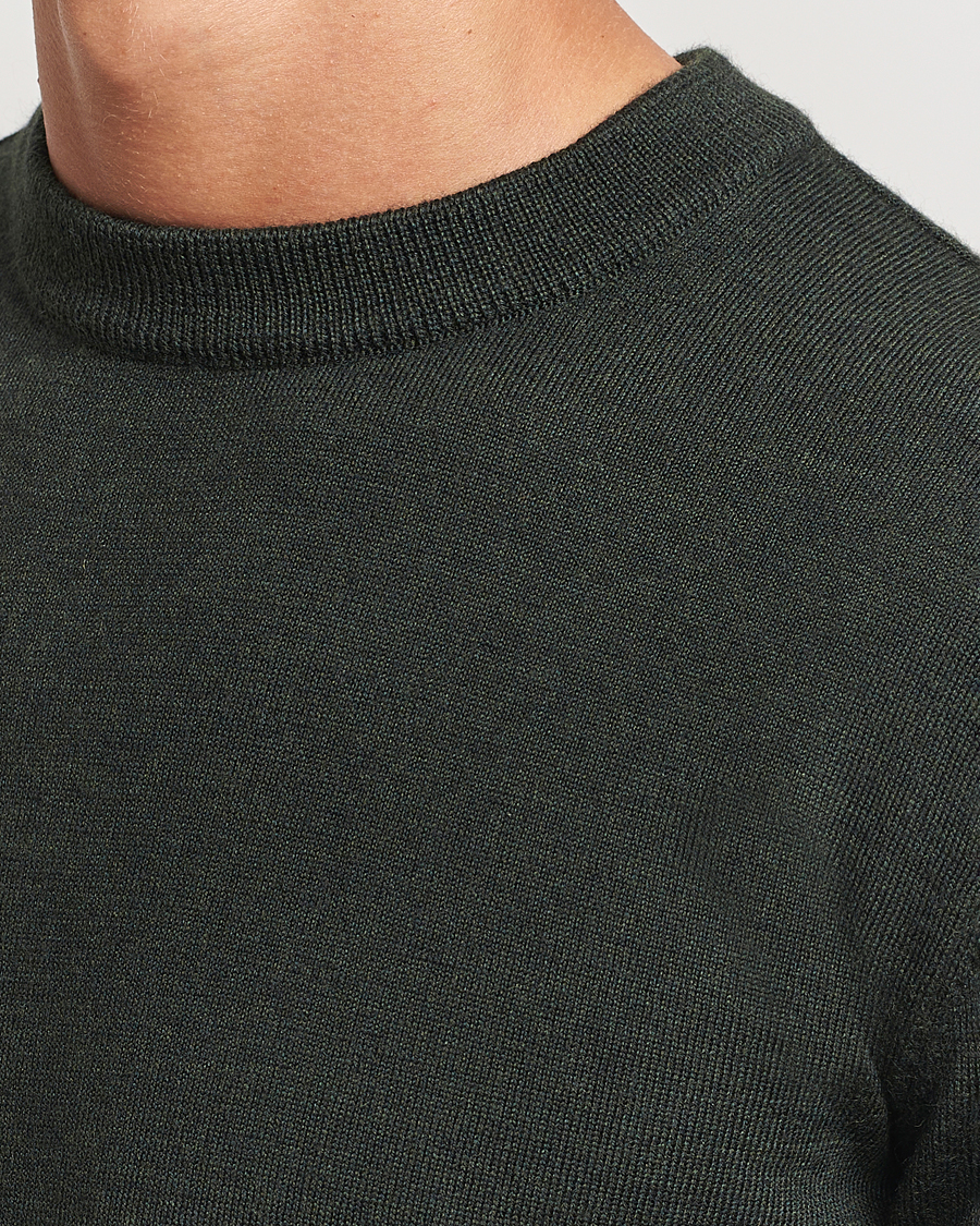 Heren | Truien | KnowledgeCotton Apparel | Regular Merino Knit Crew Neck Green