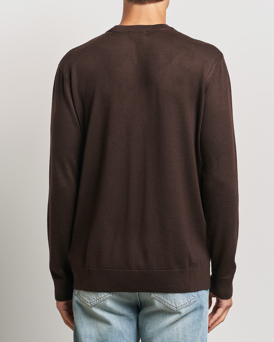 Heren | Truien | KnowledgeCotton Apparel | Regular Merino Knit Crew Neck Brown