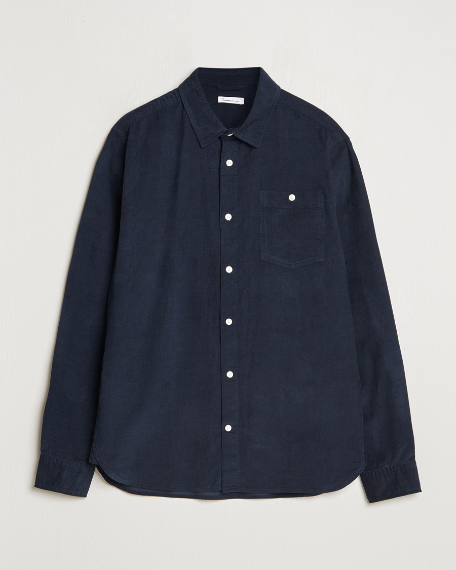 Heren | Overhemden | KnowledgeCotton Apparel | Regular Fit Corduroy Shirt Navy