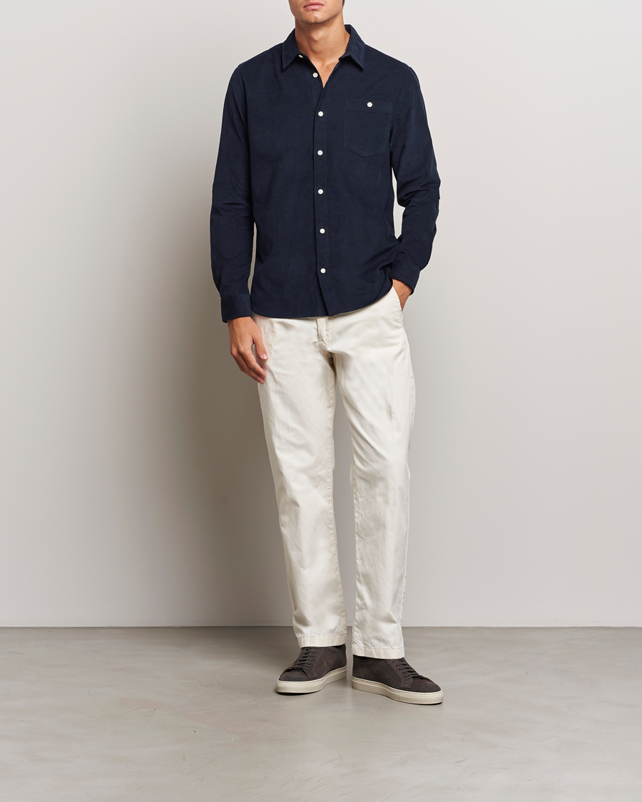 Heren | Overhemden | KnowledgeCotton Apparel | Regular Fit Corduroy Shirt Navy