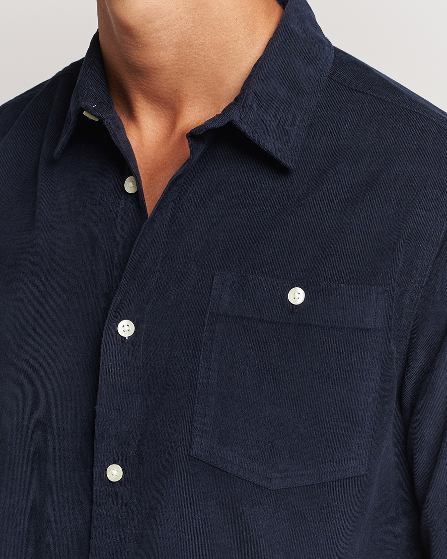 Heren | Overhemden | KnowledgeCotton Apparel | Regular Fit Corduroy Shirt Navy