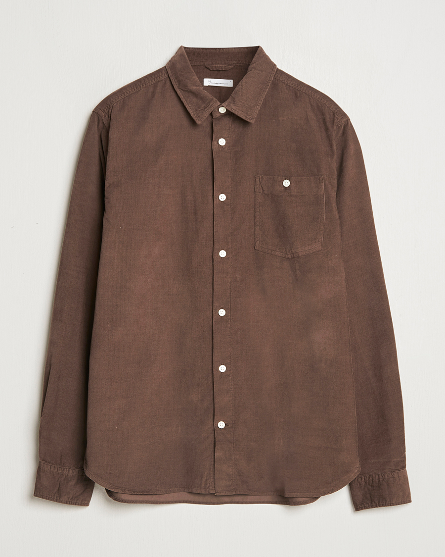 Heren | Overhemden | KnowledgeCotton Apparel | Regular Fit Corduroy Shirt Brown