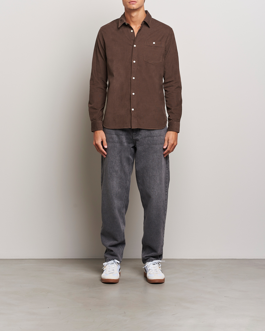 Heren | Overhemden | KnowledgeCotton Apparel | Regular Fit Corduroy Shirt Brown