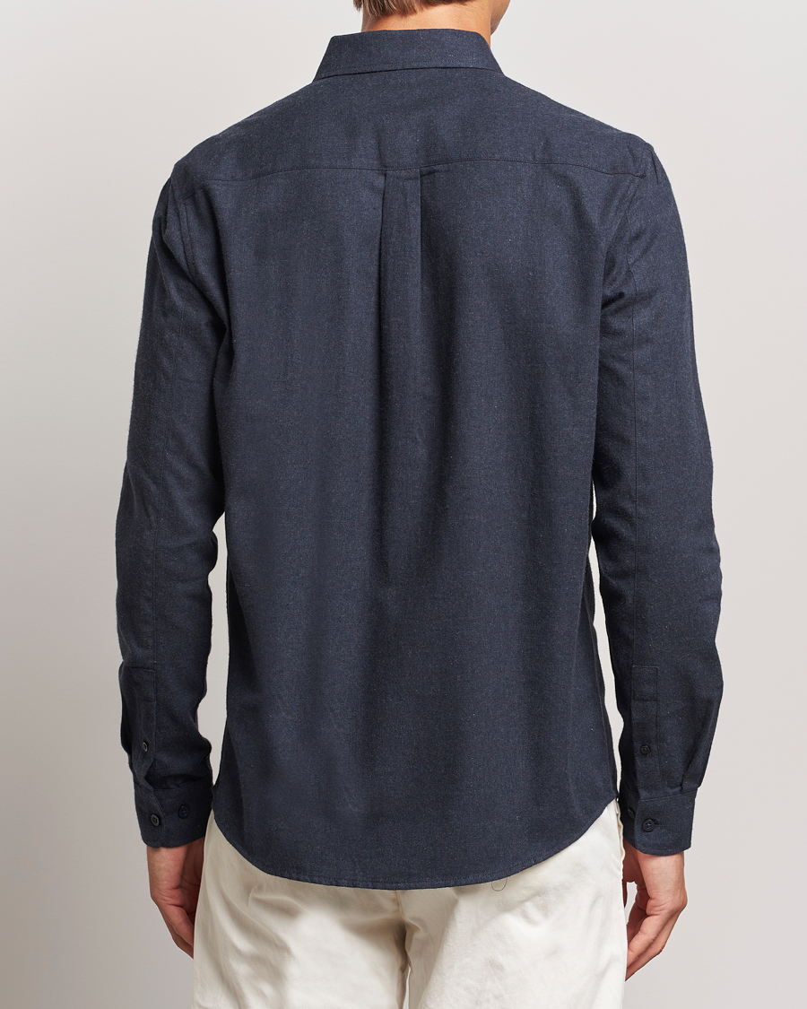 Heren | Overhemden | KnowledgeCotton Apparel | Regular Fit Melange Flannel Shirt Navy