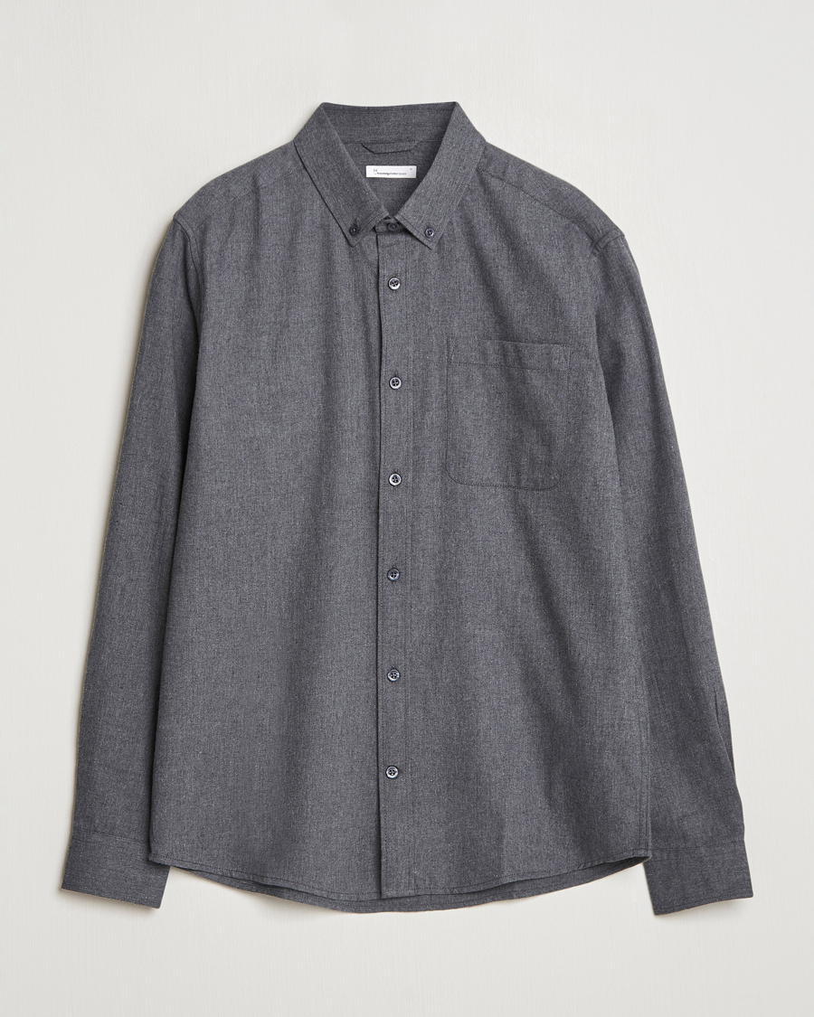 Heren | Overhemden | KnowledgeCotton Apparel | Regular Fit Melange Flannel Shirt Grey
