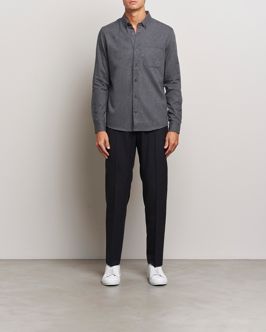 Heren | Overhemden | KnowledgeCotton Apparel | Regular Fit Melange Flannel Shirt Grey